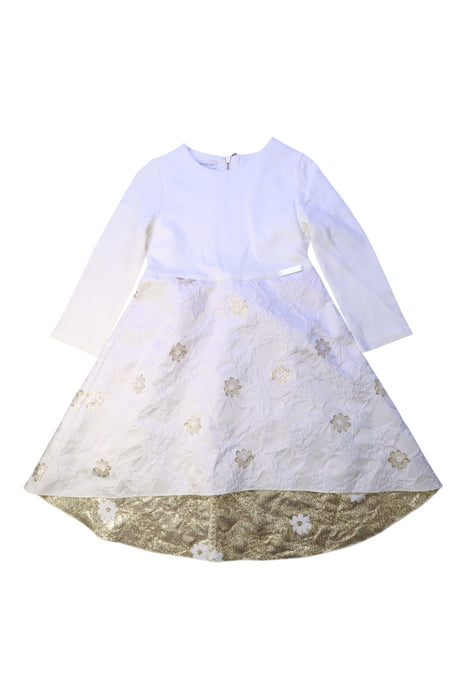 A White Long Sleeve Dresses from I Pinco Pallino in size 6T for girl. (Front View)