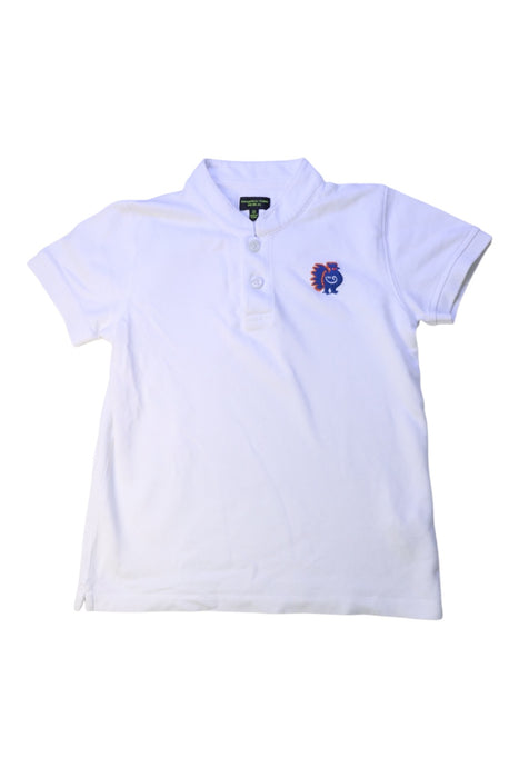 A White Short Sleeve Polos from Shanghai Tang in size 6T for boy. (Front View)