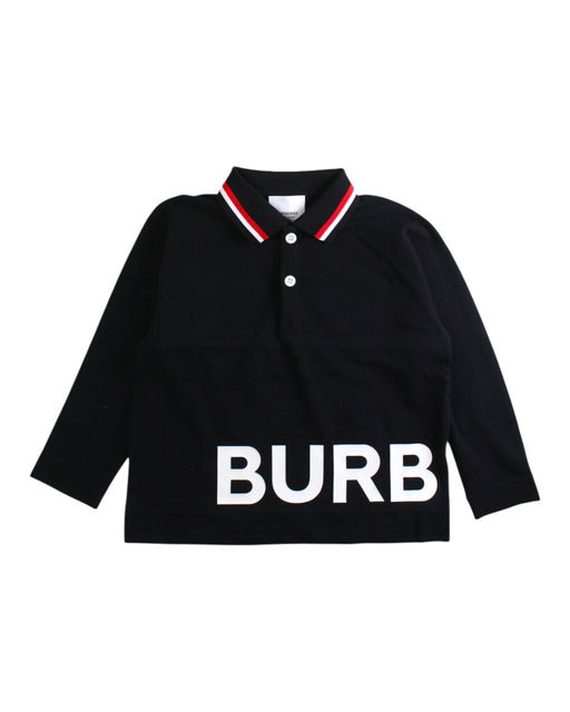 A Black Long Sleeve Polos from Burberry in size 3T for boy. (Front View)