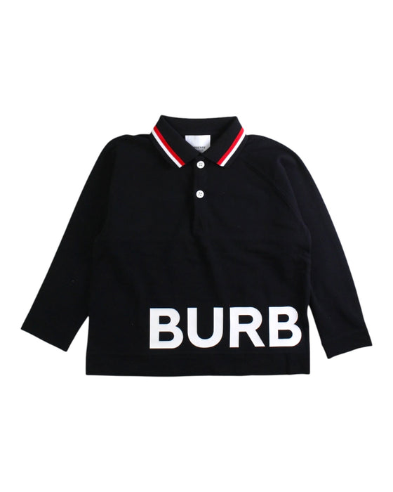 A Black Long Sleeve Polos from Burberry in size 3T for boy. (Front View)