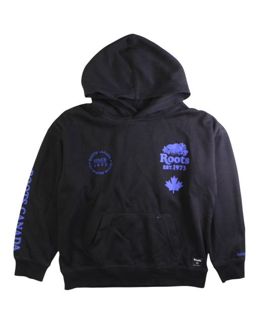 A Black Hooded Sweatshirts from Roots in size 9Y for boy. (Front View)