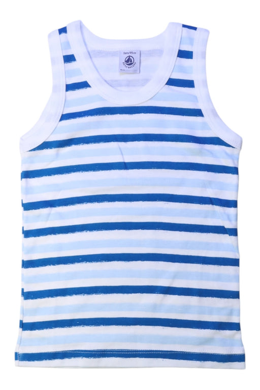 A Blue Sleeveless Shirts from Petit Bateau in size 3T for boy. (Front View)