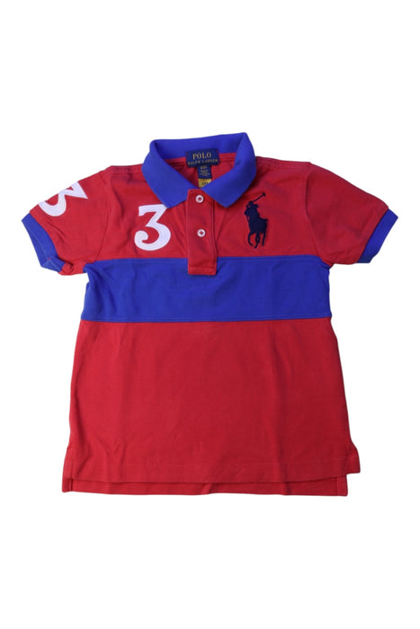 A Red Short Sleeve Polos from Polo Ralph Lauren in size 3T for boy. (Front View)