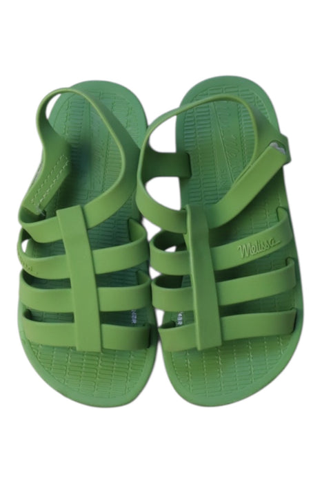 A Green Sandals from Mini Melissa in size 4T for girl. (Back View)