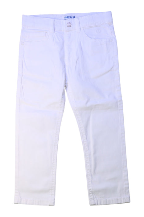 A White Jeans from Mayoral in size 2T for boy. (Front View)