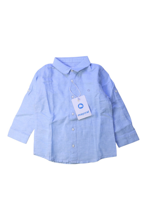 A Blue Long Sleeve Shirts from Mayoral in size 2T for boy. (Front View)