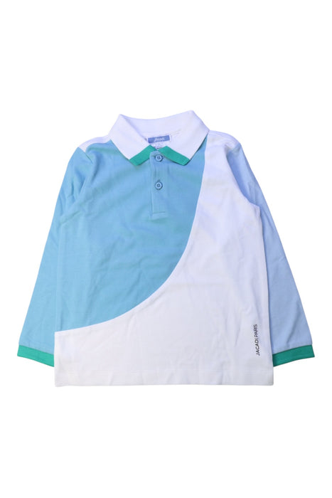 A Blue Long Sleeve Polos from Jacadi in size 4T for boy. (Front View)