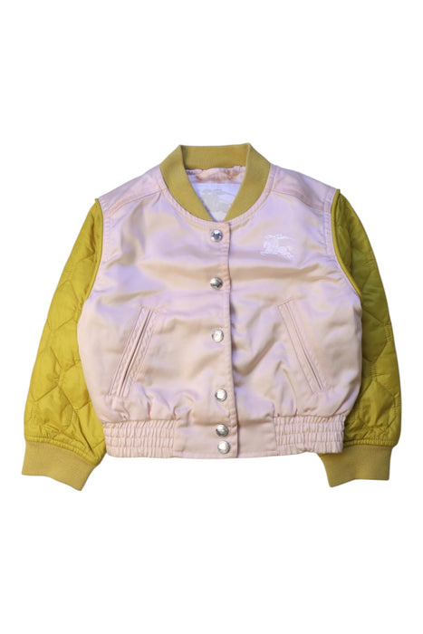 A Pink Lightweight Jackets from Burberry in size 3T for girl. (Front View)