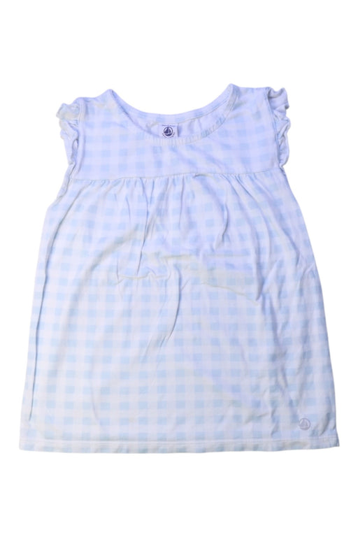 A Blue Sleeveless Tops from Petit Bateau in size 6T for girl. (Front View)