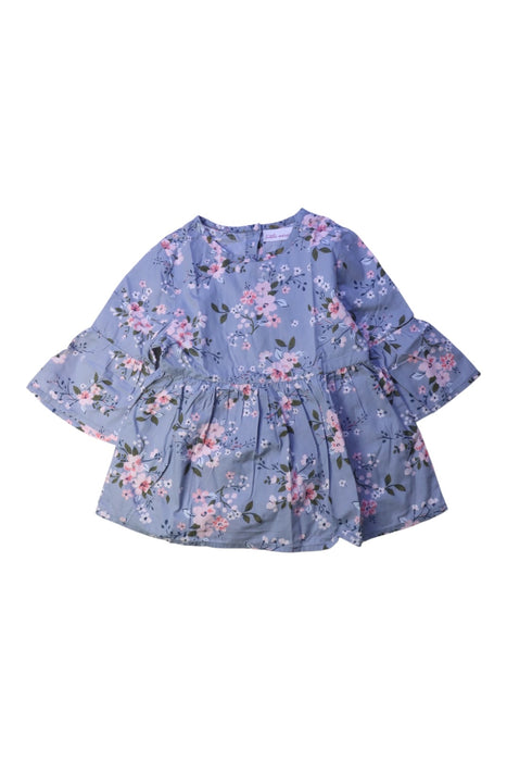 A Blue Long Sleeve Dresses from Little Mercerie in size 4T for girl. (Front View)