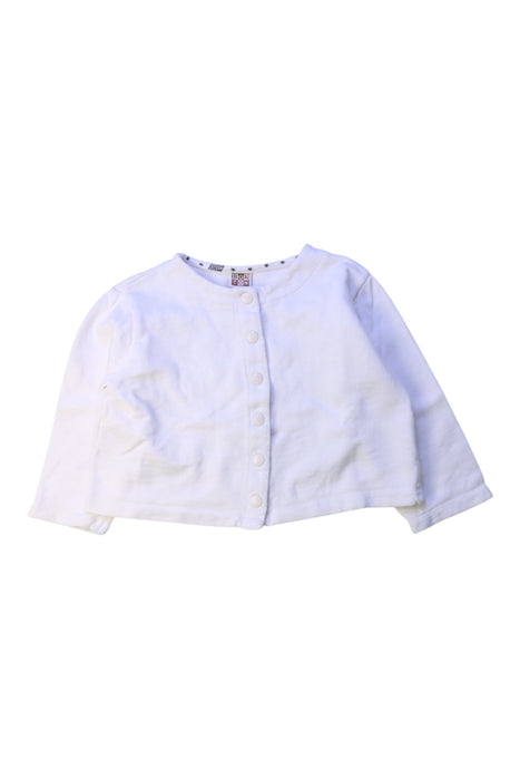 A White Cardigans from Bonton in size 4T for girl. (Front View)