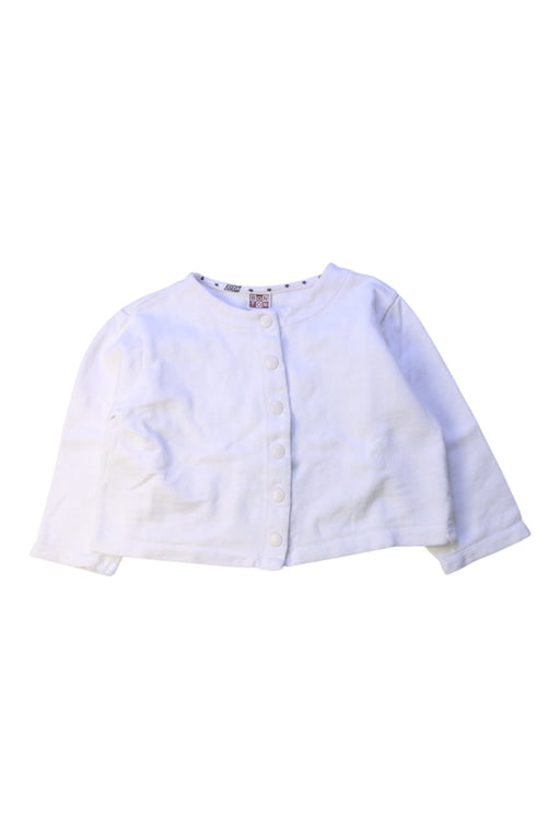 A White Cardigans from Bonton in size 4T for girl. (Front View)