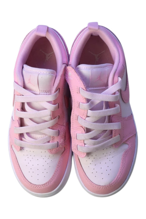 A Pink Sneakers from Air Jordan in size 7Y for girl. (Back View)