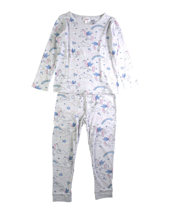 A White Pyjama Sets from Seed in size 5T for girl. (Front View)