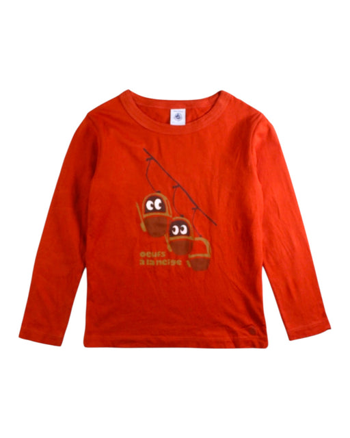 A Red Long Sleeve T Shirts from Petit Bateau in size 6T for boy. (Front View)