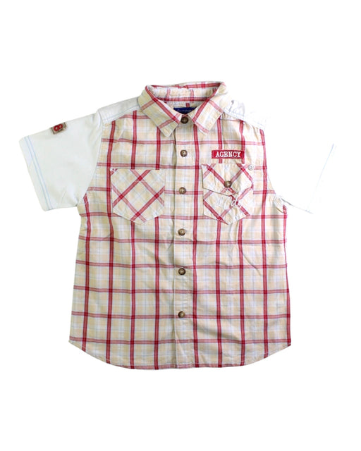 A Red Short Sleeve Shirts from La Compagnie des Petits in size 4T for boy. (Front View)