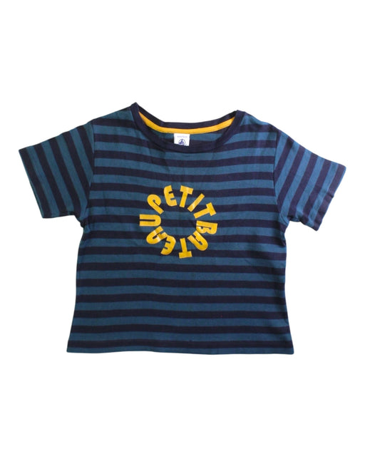 A Navy Short Sleeve T Shirts from Petit Bateau in size 4T for boy. (Front View)