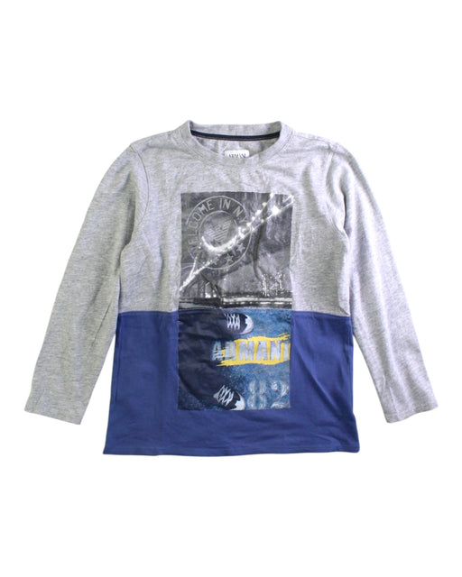 A Grey Long Sleeve T Shirts from Armani in size 4T for boy. (Front View)