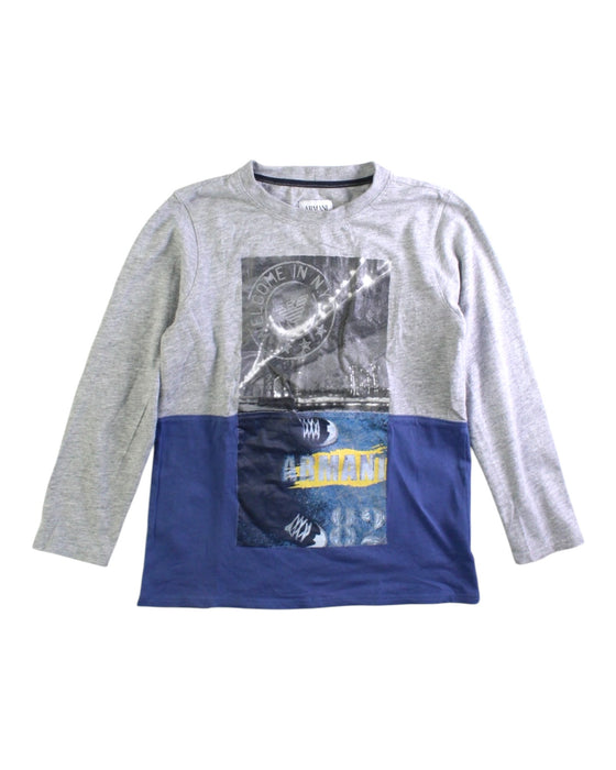 A Grey Long Sleeve T Shirts from Armani in size 4T for boy. (Front View)