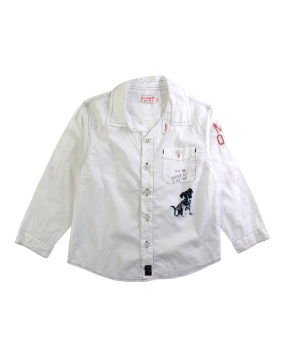 A White Long Sleeve Shirts from La Compagnie des Petits in size 4T for boy. (Front View)