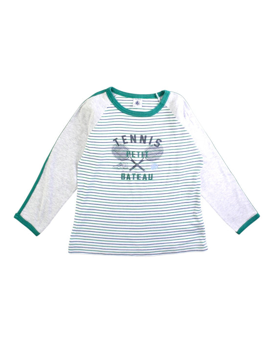A White Long Sleeve T Shirts from Petit Bateau in size 6T for boy. (Front View)