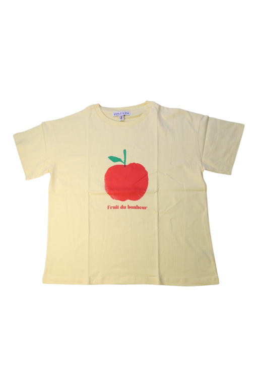 A Yellow Short Sleeve T Shirts from Emile et Ida in size 12Y for girl. (Front View)