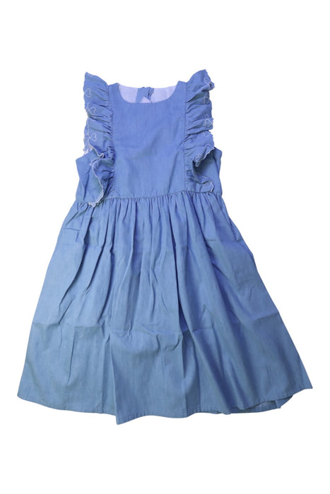 A Blue Sleeveless Dresses from Petit Bateau in size 10Y for girl. (Front View)