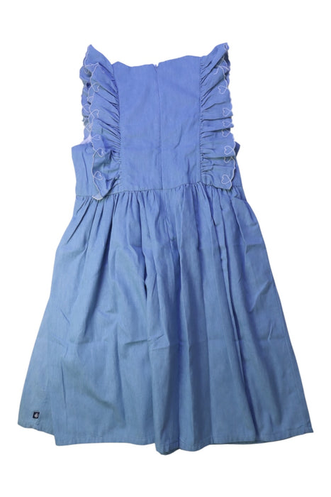 A Blue Sleeveless Dresses from Petit Bateau in size 10Y for girl. (Back View)