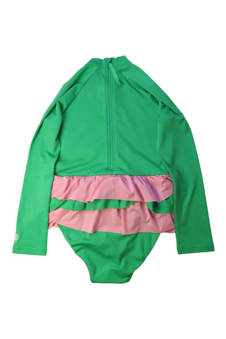 A Green Rash Guards from Coolibar in size 10Y for girl. (Back View)