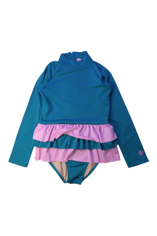 A Teal Rash Guards from Coolibar in size 7Y for girl. (Front View)