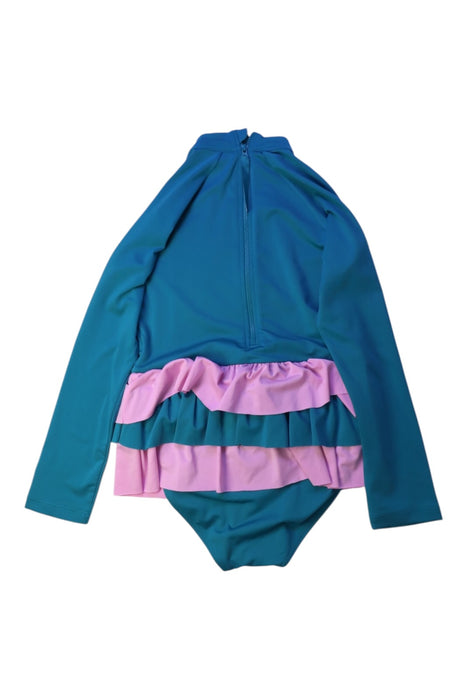 A Teal Rash Guards from Coolibar in size 7Y for girl. (Back View)