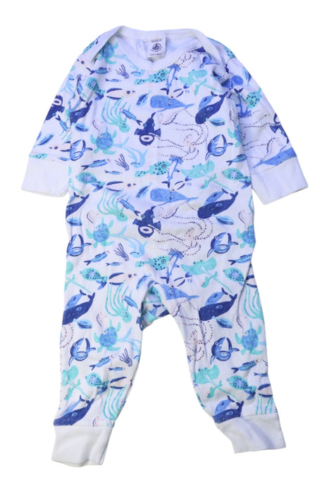 A Blue Onesies from Petit Bateau in size 0-3M for boy. (Front View)
