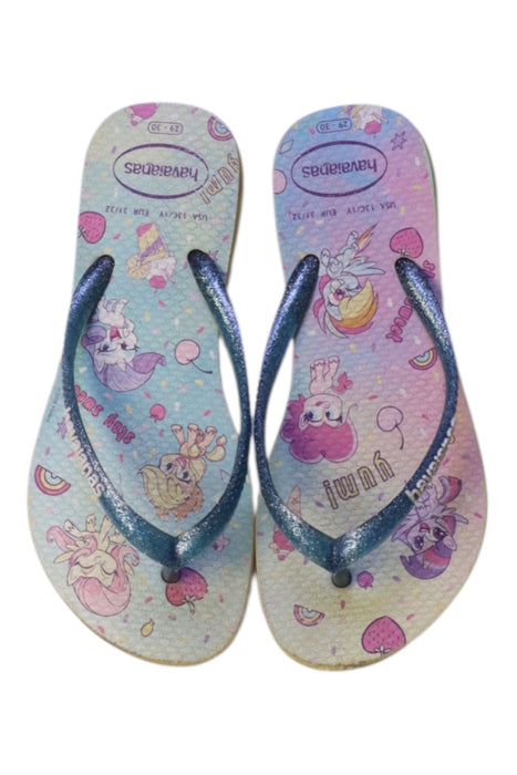 A Multicolour Flip Flops from Havaianas in size 6T for girl. (Back View)