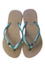 A Beige Flip Flops from Havaianas in size 6T for girl. (Back View)