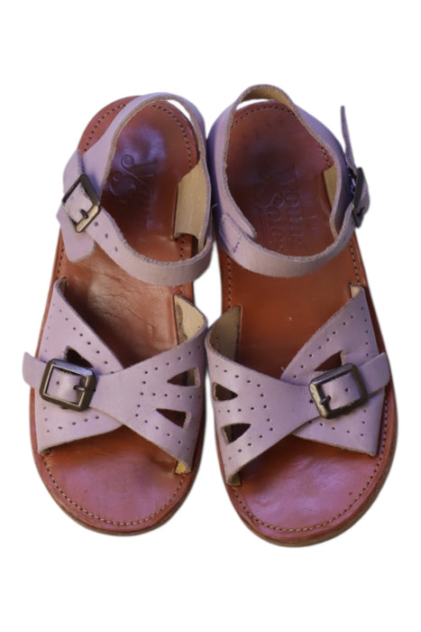 A Pink Sandals from Young Soles in size 7Y for girl. (Back View)