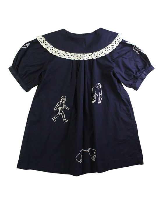 A Navy Short Sleeve Dresses from Sea New York in size 6T for girl. (Back View)
