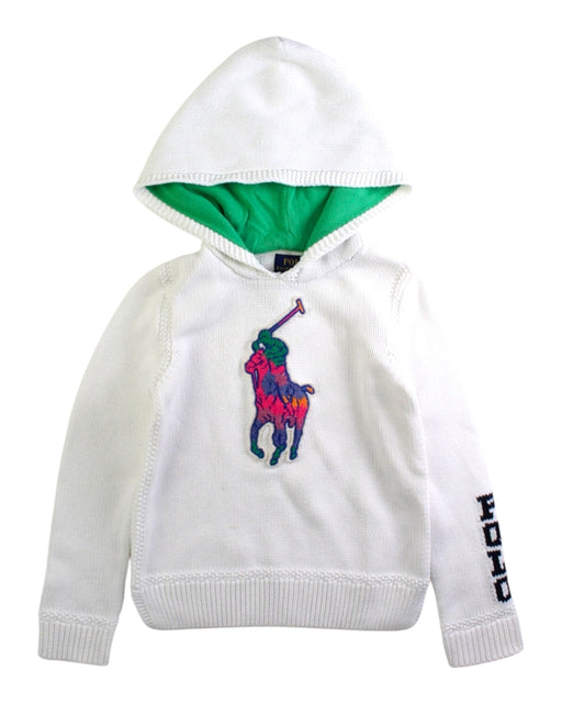 A White Hooded Sweatshirts from Polo Ralph Lauren in size 5T for boy. (Front View)