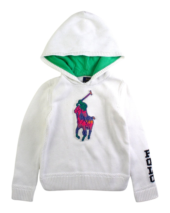 A White Hooded Sweatshirts from Polo Ralph Lauren in size 5T for boy. (Front View)