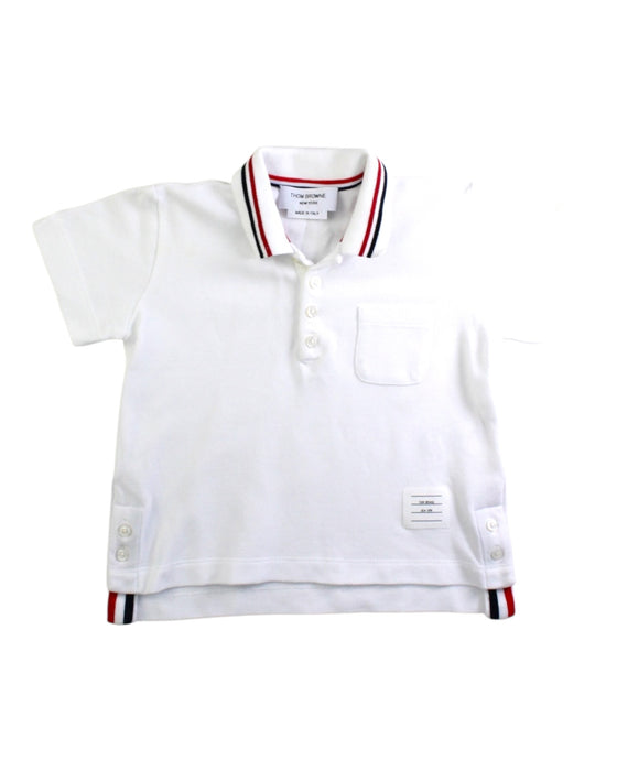 A White Short Sleeve Polos from Thom Browne in size 4T for boy. (Front View)