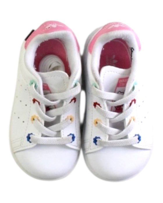 A White Sneakers from Adidas in size 12-18M for girl. (Back View)