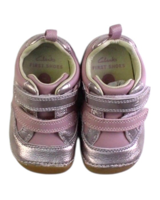 A Pink Sneakers from Clarks in size 12-18M for girl. (Back View)