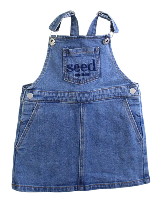 A Blue Overall Dresses from Seed in size 12-18M for girl. (Front View)