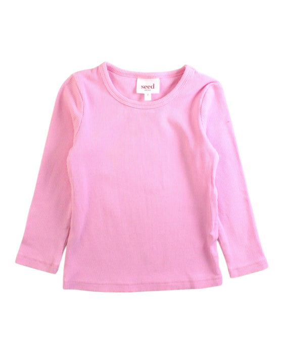 A Pink Long Sleeve Tops from Seed in size 2T for girl. (Front View)