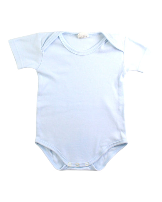 A Blue Short Sleeve Bodysuits from Organic Natural Charm in size 3-6M for neutral. (Front View)