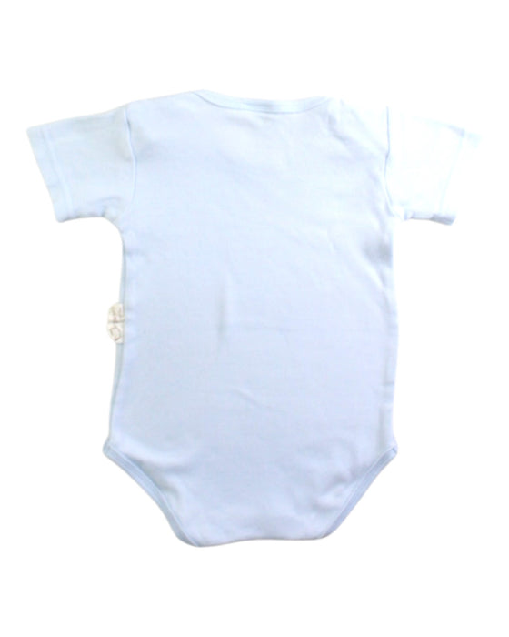 A Blue Short Sleeve Bodysuits from Organic Natural Charm in size 3-6M for neutral. (Back View)