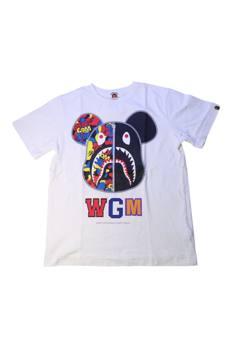 A White Short Sleeve T Shirts from Bape by A Bathing Ape in size 10Y for boy. (Front View)