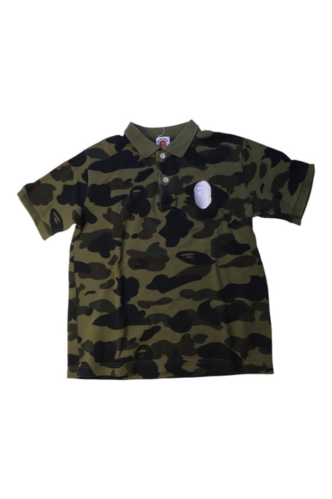 A Green Short Sleeve Polos from Bape by A Bathing Ape in size 10Y for boy. (Front View)