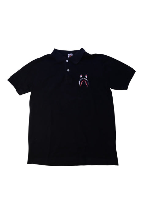 A Black Short Sleeve Polos from Bape by A Bathing Ape in size 12Y for boy. (Front View)