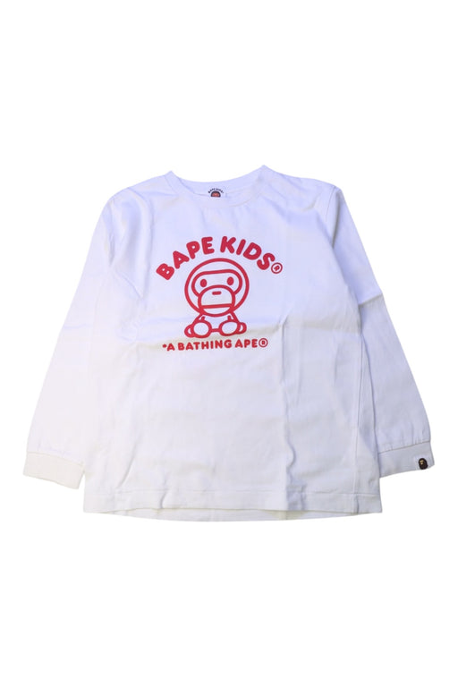 A White Long Sleeve T Shirts from Bape by A Bathing Ape in size 10Y for boy. (Front View)