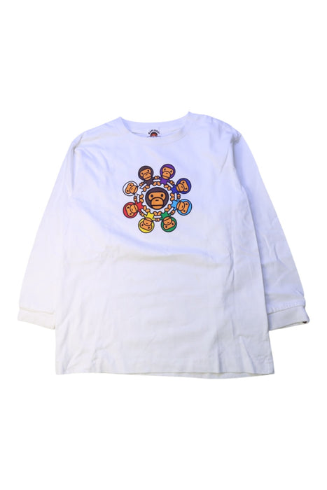 A White Long Sleeve T Shirts from Bape by A Bathing Ape in size 10Y for boy. (Front View)
